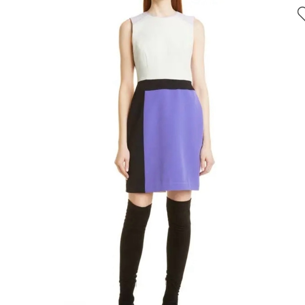 NWOT Toccin Colorblock Sleeveless Sheath Dress in Lavender Black size 0 reg $475